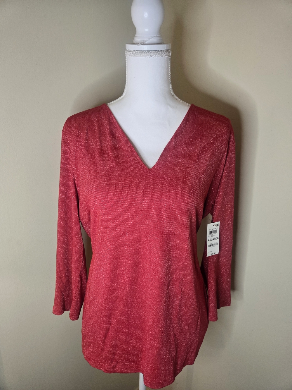 NWT Shimmery Red Long Sleeve Top